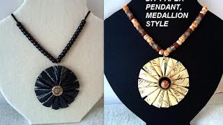 DIY PAPER JEWELRY paper beads MEDALLION GIFT WRAP PAPER PENDANT [upl. by Immas]