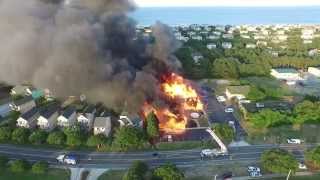 Corolla NC OBX Fire Brindley Beach Vacation and Sales Center ariel view dji phantom [upl. by Enalb]