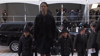 Celine Dions 5YearOld Twins 14YearOld Son Stay Strong at Funeral for Rene Angelil [upl. by Ahseela]