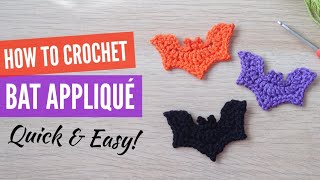 How to Crochet a Bat Applique EASY BEGINNER 🦇 [upl. by Muffin282]