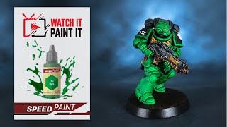 Painting an entire miniature using The Army Painters Speed Paints  WH40K  Salamander [upl. by Fevre]