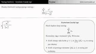 Kryterium Cauchyego zbieżności szeregu  przykład [upl. by Enixam54]