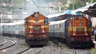 Chennai Express overtakes KarjatPune shuttle at Chinchwad [upl. by Elolcin34]