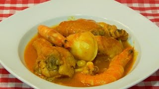 Receta de mar y montaña de pollo con sepia y langostinos [upl. by Greenleaf]