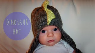 KNITTING TUTORIAL  DINOSAUR EARFLAP HAT [upl. by Annalla]