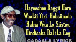 Ustaad Faysal Cumar Mushteeg Heestii Heedhe Gabadh Yahay Heedhe Lyrics [upl. by Aonian825]