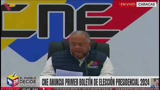 PRIMER BOLETÍN CONCEJO NACIONAL ELECTORAL VENEZUELA [upl. by Waverley115]