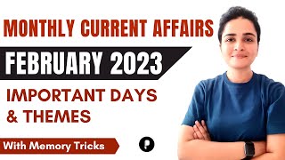 February 2023 Important Days amp Theme  Monthly Current Affairs 2023  With Mnemonics [upl. by Ysak]