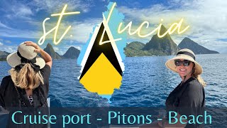 BREATHTAKING Saint Lucia Cruise Port  Pitons  Beach excursion [upl. by Jeannie]