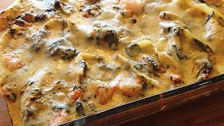 Spinach And Shrimp Cheesy Alfredo Stuffed Shells Recipe by Food Luv Bites [upl. by Nnyltiak]