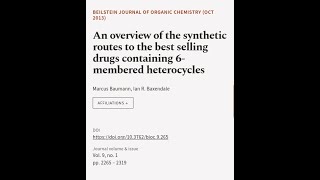 An overview of the synthetic routes to the best selling drugs containing 6membered h  RTCLTV [upl. by Jeane]