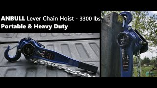 ANBULL Lever Chain Hoist 3300LBS 10FT 1 5T 3M Manual Ratchet Chain Puller Hoist With Portable Hooks [upl. by Ahsal765]