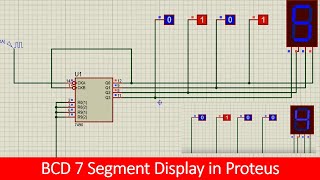 how to use BCD 7 segment display in Proteus tutorial [upl. by Resay]