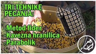 Tri Tehnike Pecanja  metod fider kavezna hranilica parabolik  šaranski klasični  Prvi Deo [upl. by Liana550]