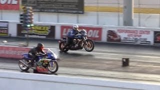 Harley runs 104  128 MPH vs Street Bike Drag Racing 14 Mile [upl. by Bidget]