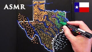 ASMR 1hr Drawing Map of Texas  History of Flags [upl. by Sudaorb]