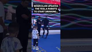 WHEN ELON UPDATES THE TESLA ROBOTS TO START DRINKING 😂😂😂 [upl. by Oigufer]