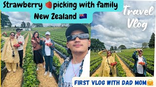 Strawberry 🍓 farm visiting with family 🥰🇳🇿 newzealand nepal 🇳🇵familyvlog nepali [upl. by Hacissej]