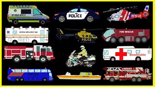 Emergency Vehicles – Police Car Fire Truck Ambulance  Videos for Kids  Fun amp Educational [upl. by Aihsined]