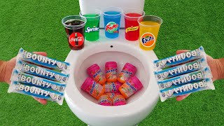 Bounty VS Popular Sodas  Fruko Coca Cola Fanta Sprite Schweppes and Mentos in the toilet [upl. by Dickie567]