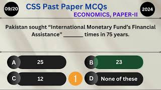 CSS Past Paper 2024 MCQs of Economics PaperII with Answer for CSS Aspirant [upl. by Hines]