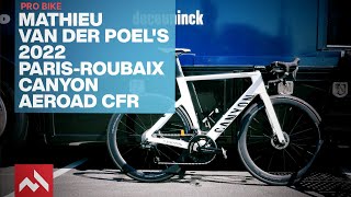 ParisRoubaix 2022 Mathieu van der Poels Canyon Aeroad CFR [upl. by Enylhsa328]