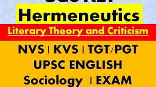 Hermeneutics A Short Introduction Video for NVS KVS TGT PGT UPSC ENGLISH literature exam [upl. by Aimej105]