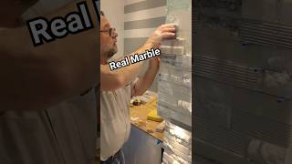 Real Marble Fireplace Stacked Stone diy tiling shorts marble stackedstone [upl. by Ahserak]