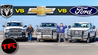 Ford vs Chevy vs Ram The Best Used Affordable HD Truck Is [upl. by Rhtaeh]