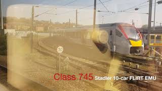 Class 745 and 755 Stadler FLIRT trains stabled at Norwich Crown Point depot [upl. by Cosimo]