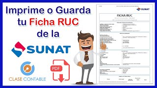 Como imprimir yo guardar la Ficha RUC SUNAT 2020  Clave SOL Sunat [upl. by Bouzoun]