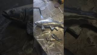 Forging a stainless steel trout for the last detail of a public bike rack stainlessfish bikerack [upl. by Demmer]