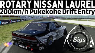 Near 200 kmh Drift entry at Pukekohe  Rotary powered Nissan Laurel [upl. by Garlanda]