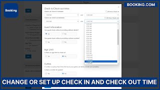 Bookingcom How to Change or Set up Check In and Check Out Time [upl. by Montford]