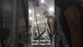 Tricep Rope Pull down Super set Away from Body 10 Count Close to Body 20 count [upl. by Budworth]