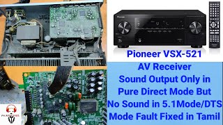 PIONEER VSX521 AV Receiver Sound Output Only in Pure Direct Mode But NO Sound in 51 Mode Fault Fix [upl. by Naman842]