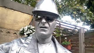 Silver man statue revealed  how he avoids accidents when performing  Street Performers  London [upl. by Auhso872]