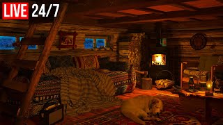 🔴 Relaxing Blizzard with Fireplace Crackling  Deep Sleep from Insomnia Sleep Better  Live 247 [upl. by Anirrok]