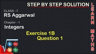 Integers Class 7 Exercise 1B Question 1  RS Aggarwal  Learn Maths [upl. by Anertal]