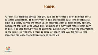 Queries Forms and Reports in MS Access [upl. by Eniamart]