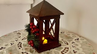 Farolito navideño Hecho con abatelenguas y cartón Navidad 2021 Diy Artesanato Adornos navideños [upl. by Ettezus82]