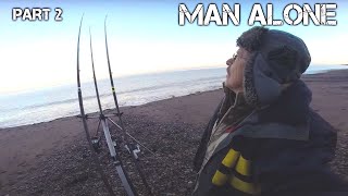 Winter Beach Fishing Search for Big Eels  Surf N Turf Cooking  Man Alone PART 2 [upl. by Anifur]