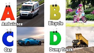 Vehicles ABC Song for Toddlers  Phonics for Kids  Alphabet Letters [upl. by Hotchkiss402]