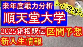 【箱根駅伝】順天堂大学戦力分析！新入生情報＆2025箱根駅伝区間予想！【山の神】 [upl. by Melbourne277]