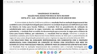 URGENTE  Saiu o resultado do Acesso ENEM UNB 2023 [upl. by Gaige]