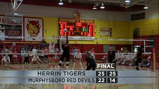 Herrin defeats Murphysboro in high school volleyball [upl. by Etteneg797]