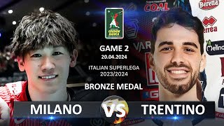 Bronze Medal Matches of Italian Volleyball SuperLega 20232024  Milano vs Trentino [upl. by Davena406]