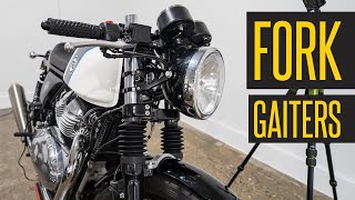 How To Install Fork GaitersBoots On A Royal Enfield Continental GT 650 [upl. by Anirhtak]