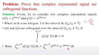 SampS Prove that Complex Exponential Signals are orthogonal functions [upl. by Peednama]