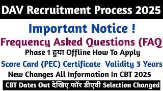 DAV Recruitment PROCESS 2025 important Video Regarding Updation Selection Process davrecruitment [upl. by Wesle588]